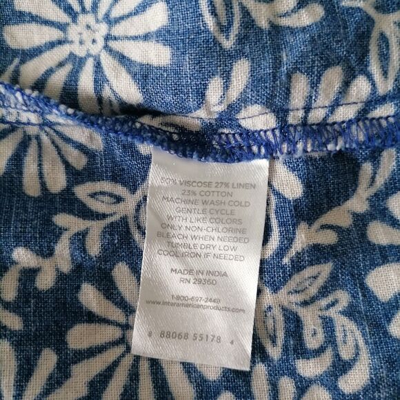 Dlp Women's Blue Floral Knot Front Button up V Neck Classy Top Size X-Large - Picture 6 of 6